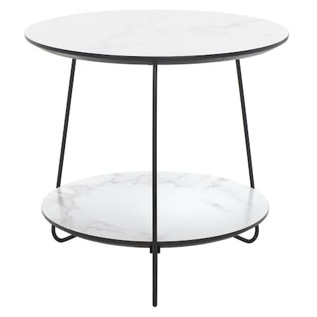Safavieh 18.9 x 18.9 x 17.7 in. Avani Round Side Table White Marble & Black ACC4209A